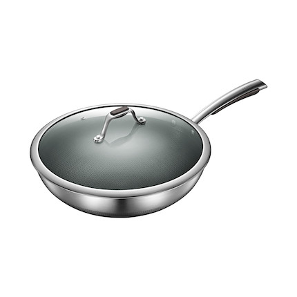 【新品】316L不锈钢煎锅 电磁燃气通用蜂窝不粘锅花芯 炊具 MP-CJ32Wok502