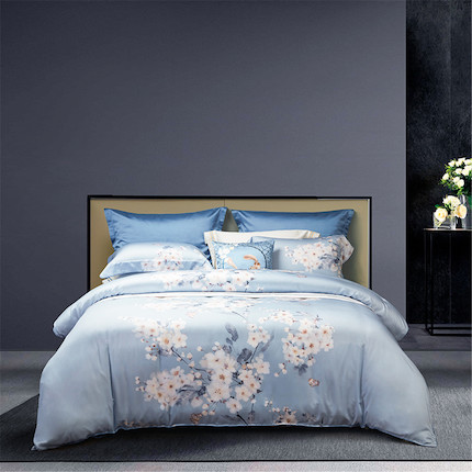 梦洁家纺 美的床上用品 天丝印花四件套:白露150*200