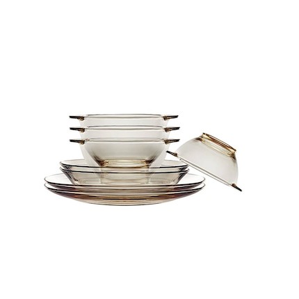 【康宁】茶色餐具8件组成品(黄盒)