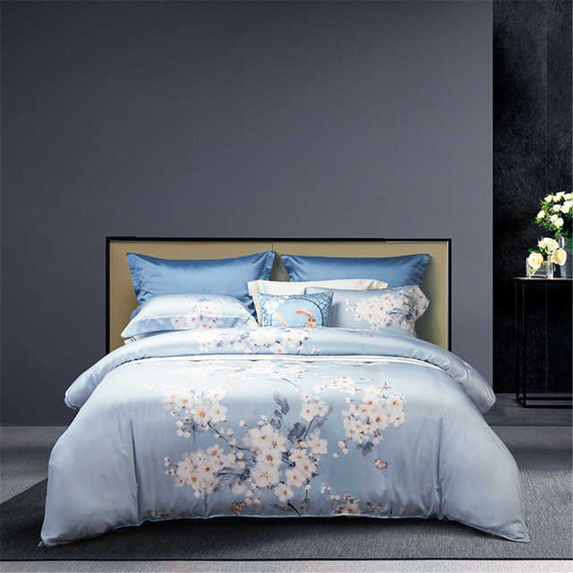 梦洁家纺 美的床上用品 天丝印花四件套:白露150*200